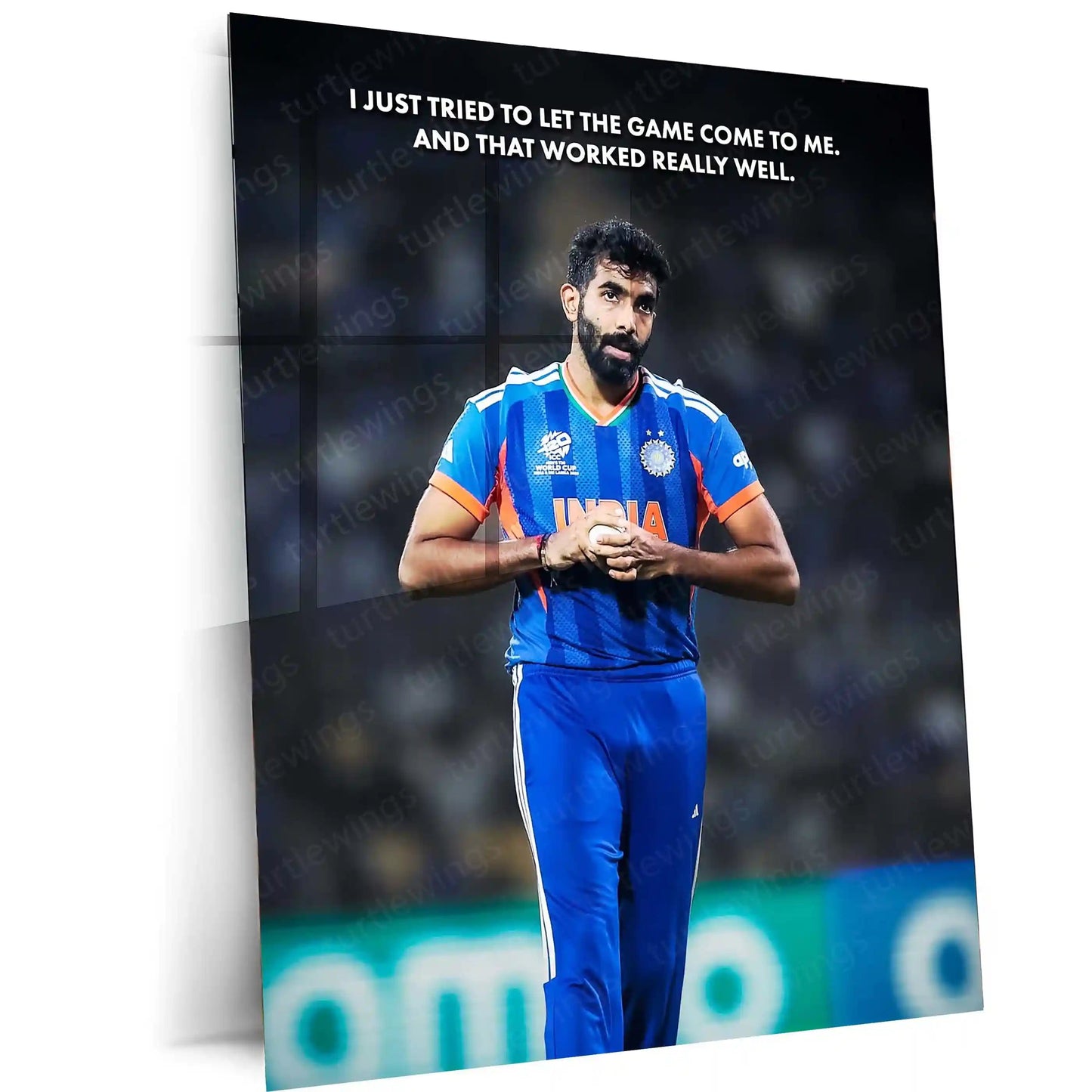 Cricket Metal Frame | Jasprit Bumrah – Let the Game Come to Me | ICC Men's T20 World Cup 2026 Metal Poster - TURTLEWINGS