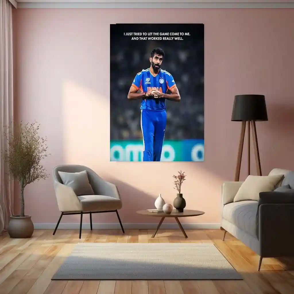 Cricket Metal Frame | Jasprit Bumrah – Let the Game Come to Me | ICC Men's T20 World Cup 2026 Metal Poster - TURTLEWINGS