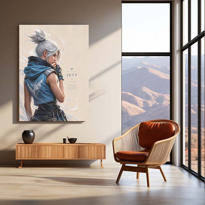 Game Metal Poster | Jett – I Am The Wind Metal Poster Valorant Inspired Wall Art | Gaming Speed & Precision Metal Frame
