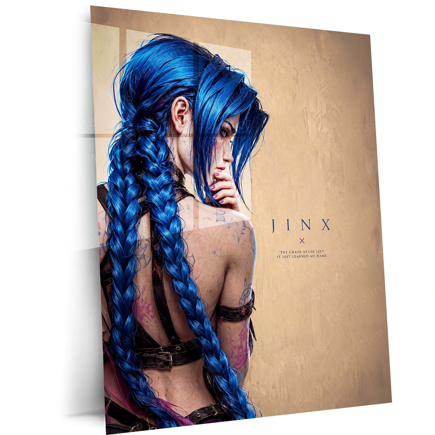 Game Metal Poster | Jinx – Chaos Learned My Name Metal Poster Gaming Character Wall Art | Dark Rebellion Aesthetic Metal Frame