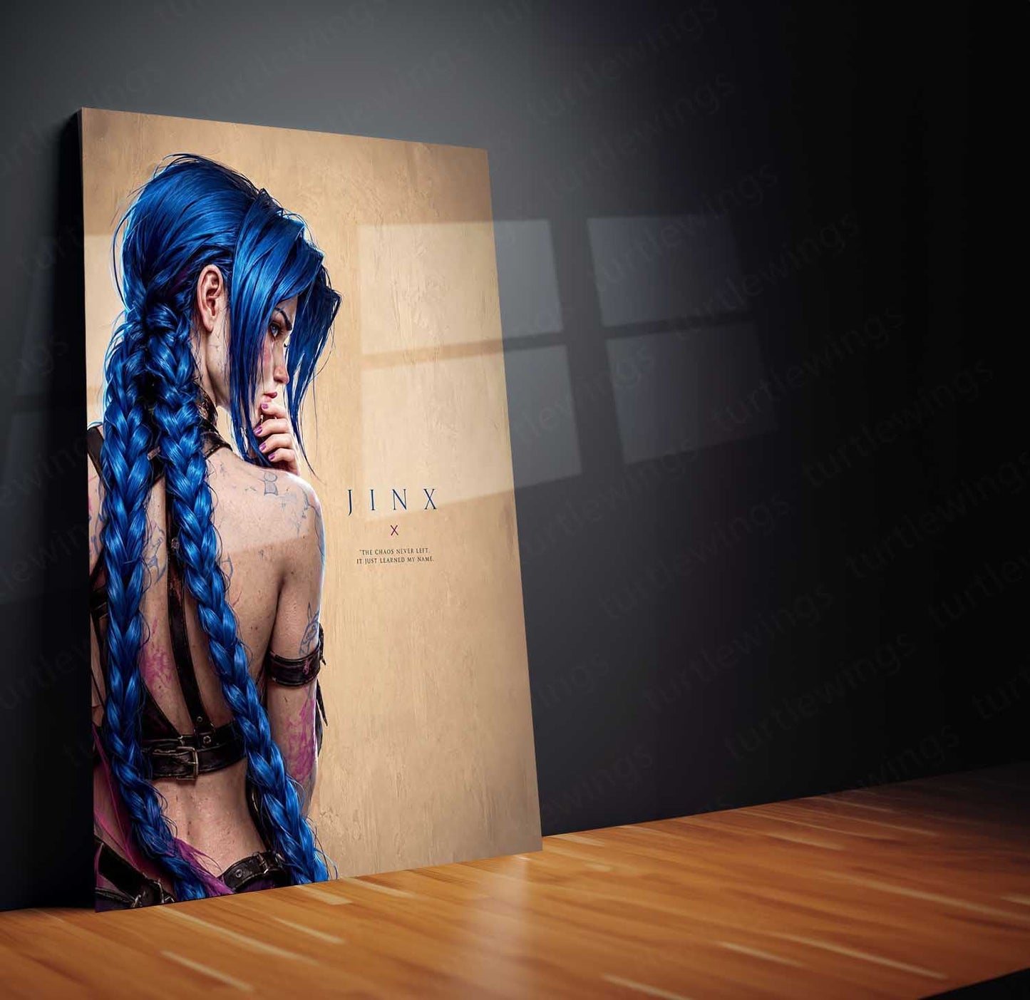 Game Metal Poster | Jinx – Chaos Learned My Name Metal Poster Gaming Character Wall Art | Dark Rebellion Aesthetic Metal Frame