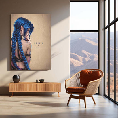 Game Metal Poster | Jinx – Chaos Learned My Name Metal Poster Gaming Character Wall Art | Dark Rebellion Aesthetic Metal Frame