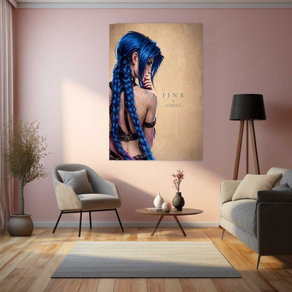 Game Metal Poster | Jinx – Chaos Learned My Name Metal Poster Gaming Character Wall Art | Dark Rebellion Aesthetic Metal Frame