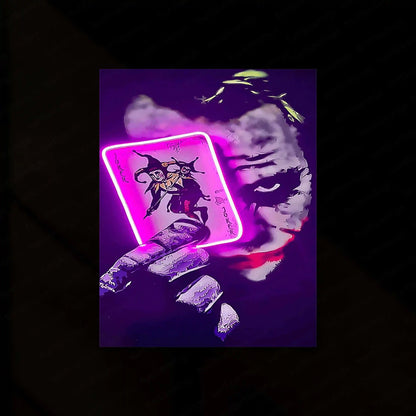 Joker Card Neon LED Metal Frame â Playful and Bold Wall Art - TURTLEWINGS