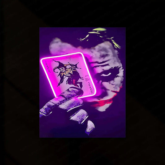 Joker Card Neon LED Metal Frame â Playful and Bold Wall Art - TURTLEWINGS