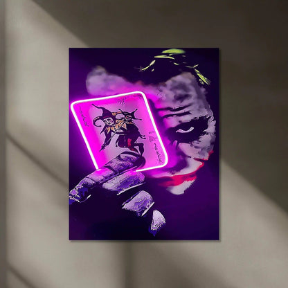 Joker Card Neon LED Metal Frame â Playful and Bold Wall Art - TURTLEWINGS