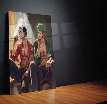 Anime Metal Poster | Luffy & Zoro Metal Poster | One Piece Duo Wall Art | Pirate Brotherhood Decor - TURTLEWINGS