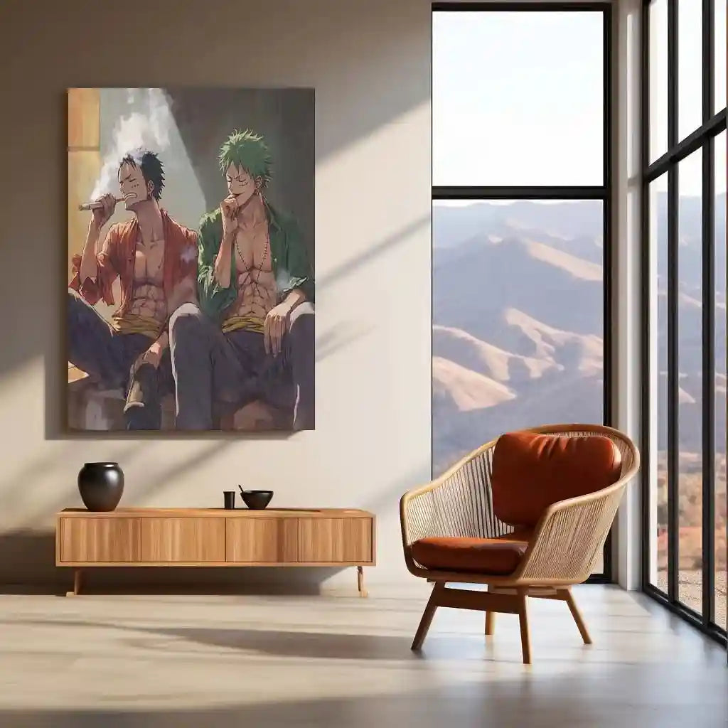 Anime Metal Poster | Luffy & Zoro Metal Poster | One Piece Duo Wall Art | Pirate Brotherhood Decor - TURTLEWINGS