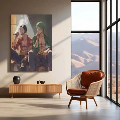 Anime Metal Poster | Luffy & Zoro Metal Poster | One Piece Duo Wall Art | Pirate Brotherhood Decor - TURTLEWINGS