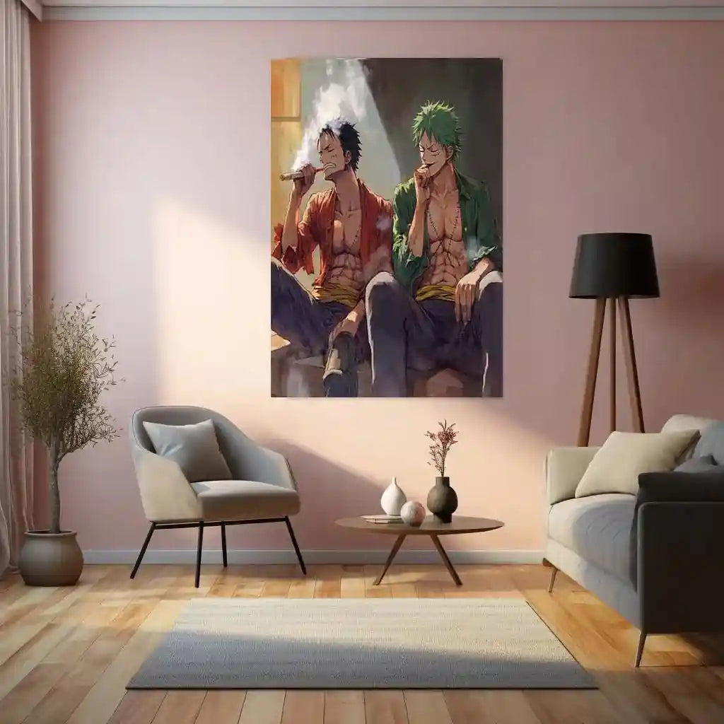 Anime Metal Poster | Luffy & Zoro Metal Poster | One Piece Duo Wall Art | Pirate Brotherhood Decor - TURTLEWINGS