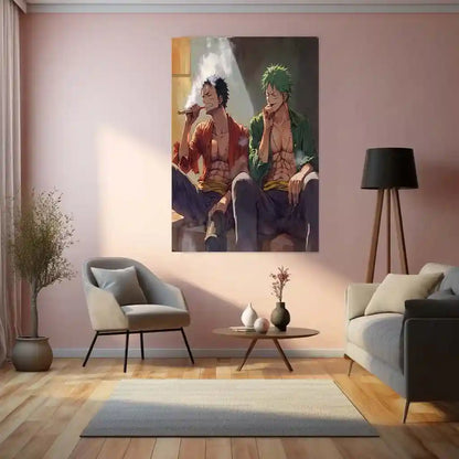 Anime Metal Poster | Luffy & Zoro Metal Poster | One Piece Duo Wall Art | Pirate Brotherhood Decor - TURTLEWINGS