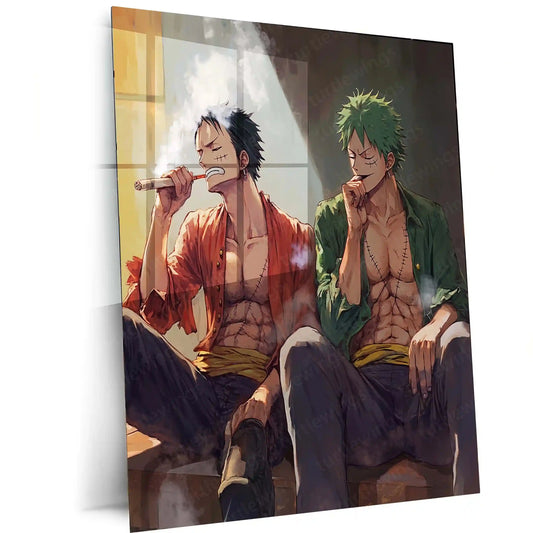 Anime Metal Poster | Luffy & Zoro Metal Poster | One Piece Duo Wall Art | Pirate Brotherhood Decor - TURTLEWINGS