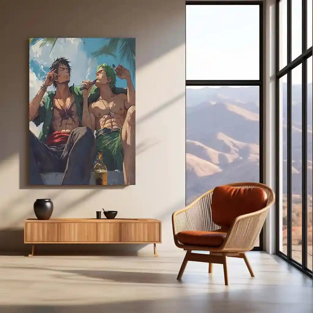 Anime Metal Poster | Luffy & Zoro Metal Poster | One Piece Duo Wall Art | Pirate Brotherhood Decor 01 - TURTLEWINGS