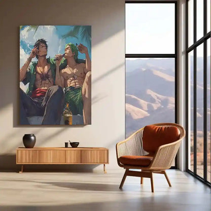 Anime Metal Poster | Luffy & Zoro Metal Poster | One Piece Duo Wall Art | Pirate Brotherhood Decor 01 - TURTLEWINGS
