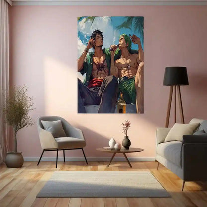 Anime Metal Poster | Luffy & Zoro Metal Poster | One Piece Duo Wall Art | Pirate Brotherhood Decor 01 - TURTLEWINGS