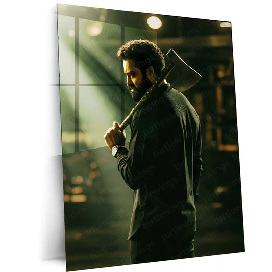 Movies & Series Metal Poster | Jr NTR Mass Stylish Metal Poster | Telugu Superstar Wall Art | Premium Action Portrait Frame - TURTLEWINGS