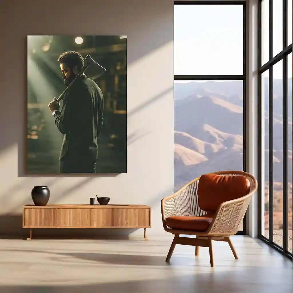 Movies & Series Metal Poster | Jr NTR Mass Stylish Metal Poster | Telugu Superstar Wall Art | Premium Action Portrait Frame - TURTLEWINGS