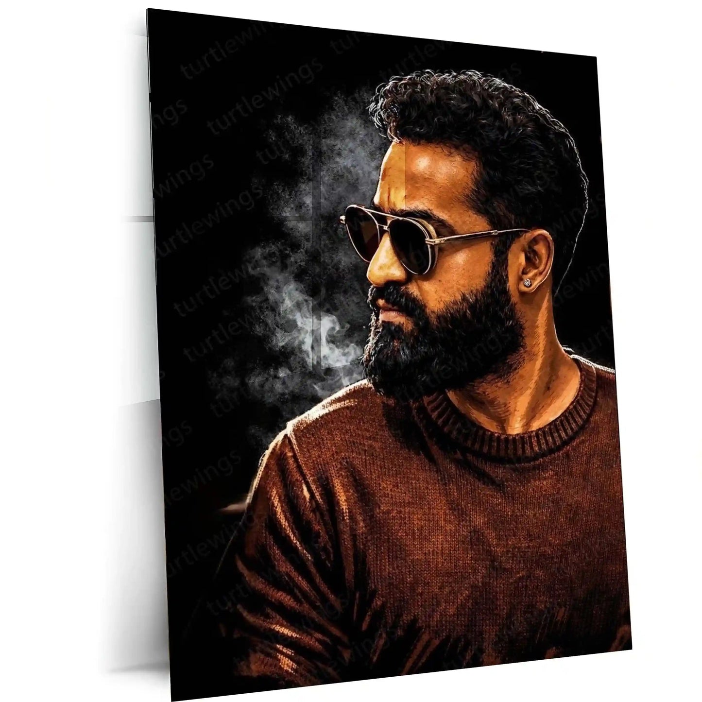 Movies & Series Metal Poster | Jr NTR Mass Stylish Metal Poster | Telugu Superstar Wall Art | Premium Action Portrait Frame 01 - TURTLEWINGS
