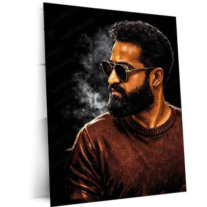 Movies & Series Metal Poster | Jr NTR Mass Stylish Metal Poster | Telugu Superstar Wall Art | Premium Action Portrait Frame 01 - TURTLEWINGS