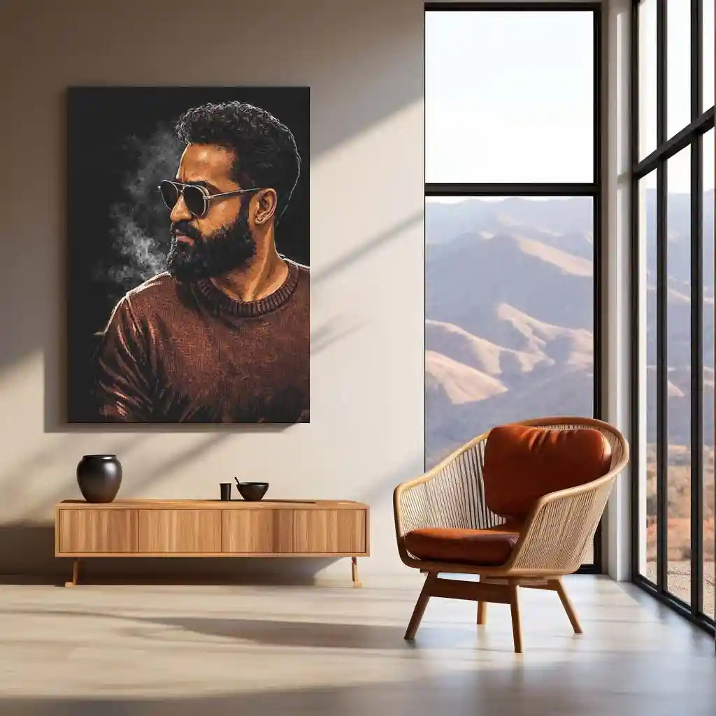 Movies & Series Metal Poster | Jr NTR Mass Stylish Metal Poster | Telugu Superstar Wall Art | Premium Action Portrait Frame 01 - TURTLEWINGS
