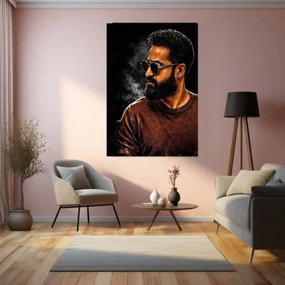 Movies & Series Metal Poster | Jr NTR Mass Stylish Metal Poster | Telugu Superstar Wall Art | Premium Action Portrait Frame 01 - TURTLEWINGS