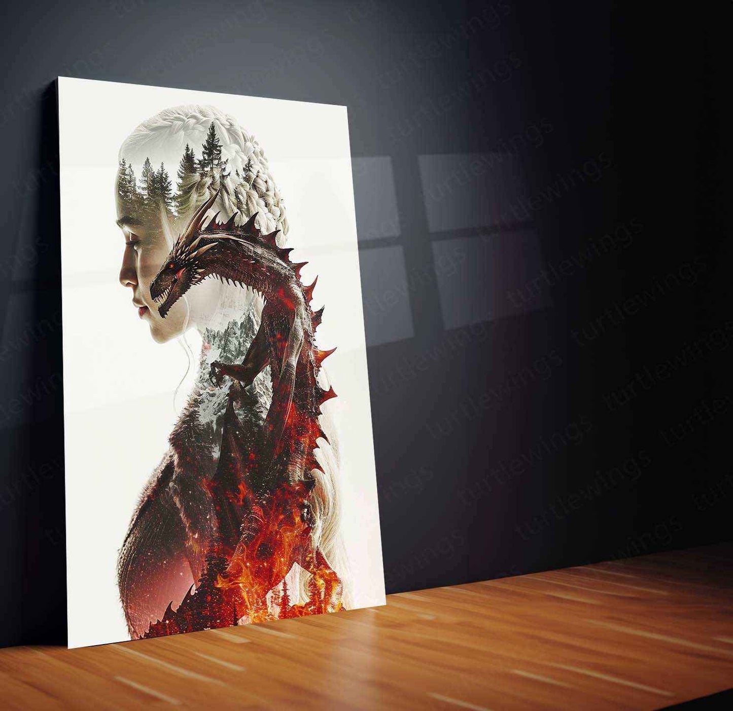 Daenerys Targaryen Double Exposure Art – Game of Thrones, Dragon and Mother of Dragons - TURTLEWINGS