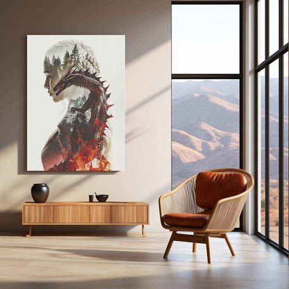 Daenerys Targaryen Double Exposure Art – Game of Thrones, Dragon and Mother of Dragons - TURTLEWINGS