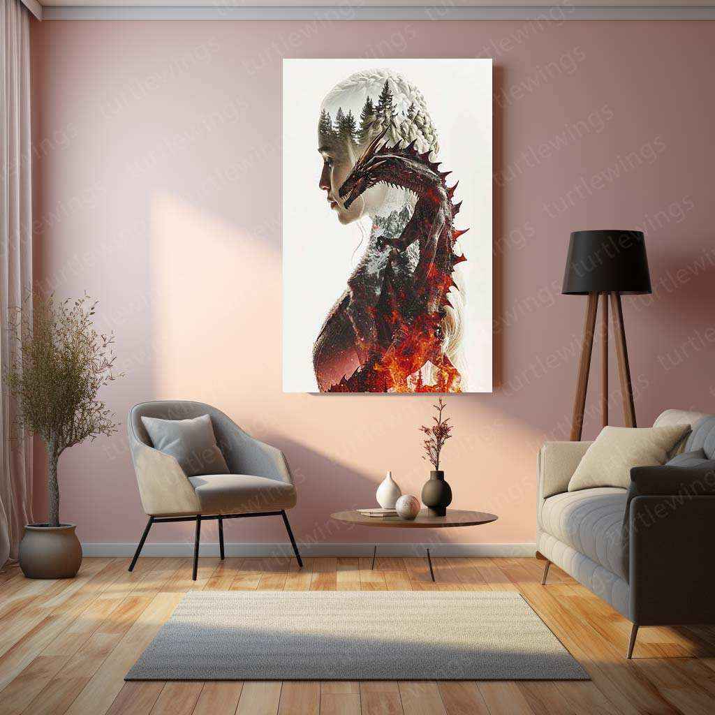 Daenerys Targaryen Double Exposure Art – Game of Thrones, Dragon and Mother of Dragons - TURTLEWINGS