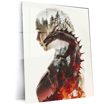 Daenerys Targaryen Double Exposure Art – Game of Thrones, Dragon and Mother of Dragons - TURTLEWINGS