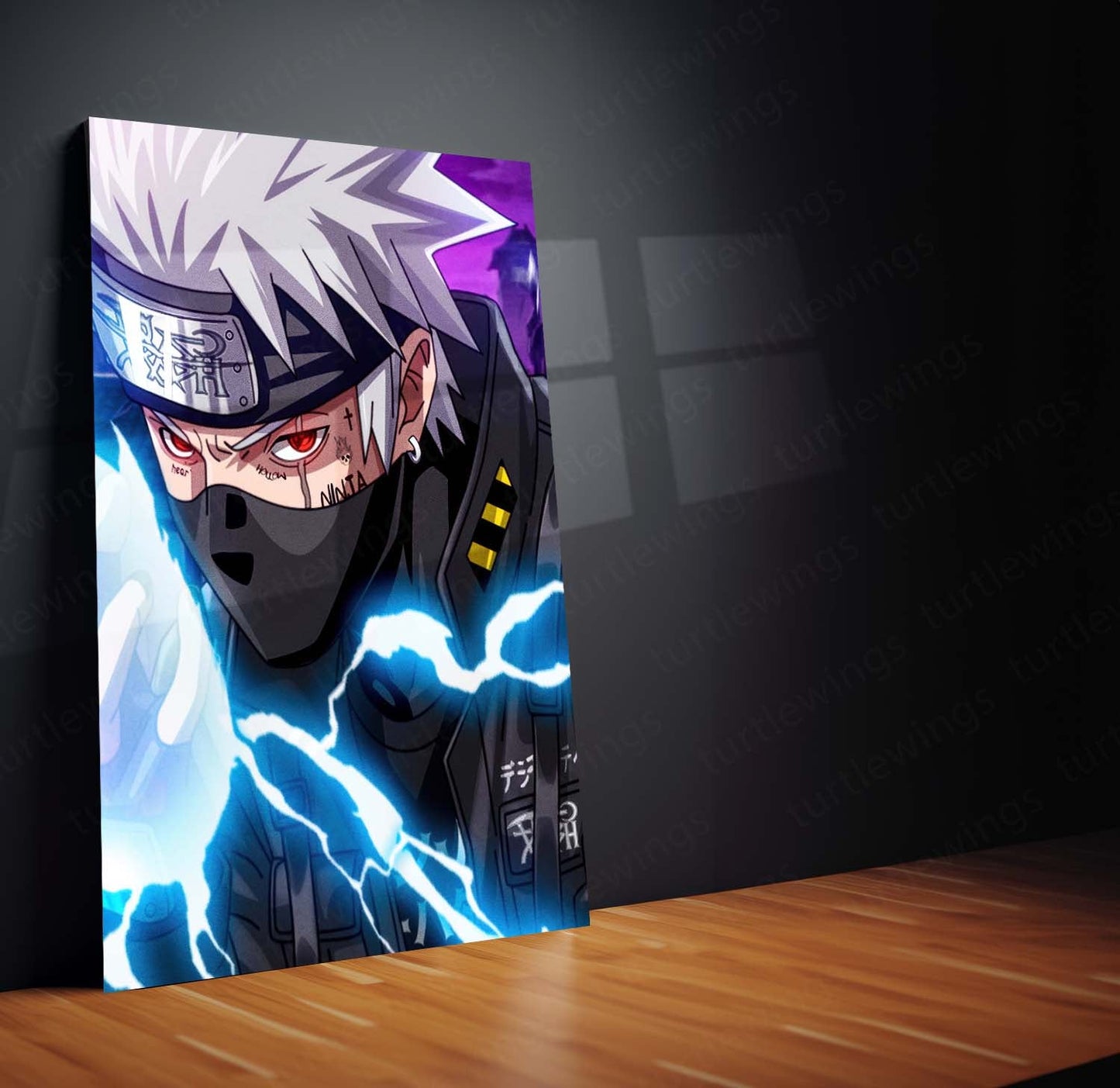 Anime Metal Poster Set of 3 | Kakashi Hatake Chidori Lightning Triptych Wall Art