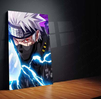 Anime Metal Poster Set of 3 | Kakashi Hatake Chidori Lightning Triptych Wall Art