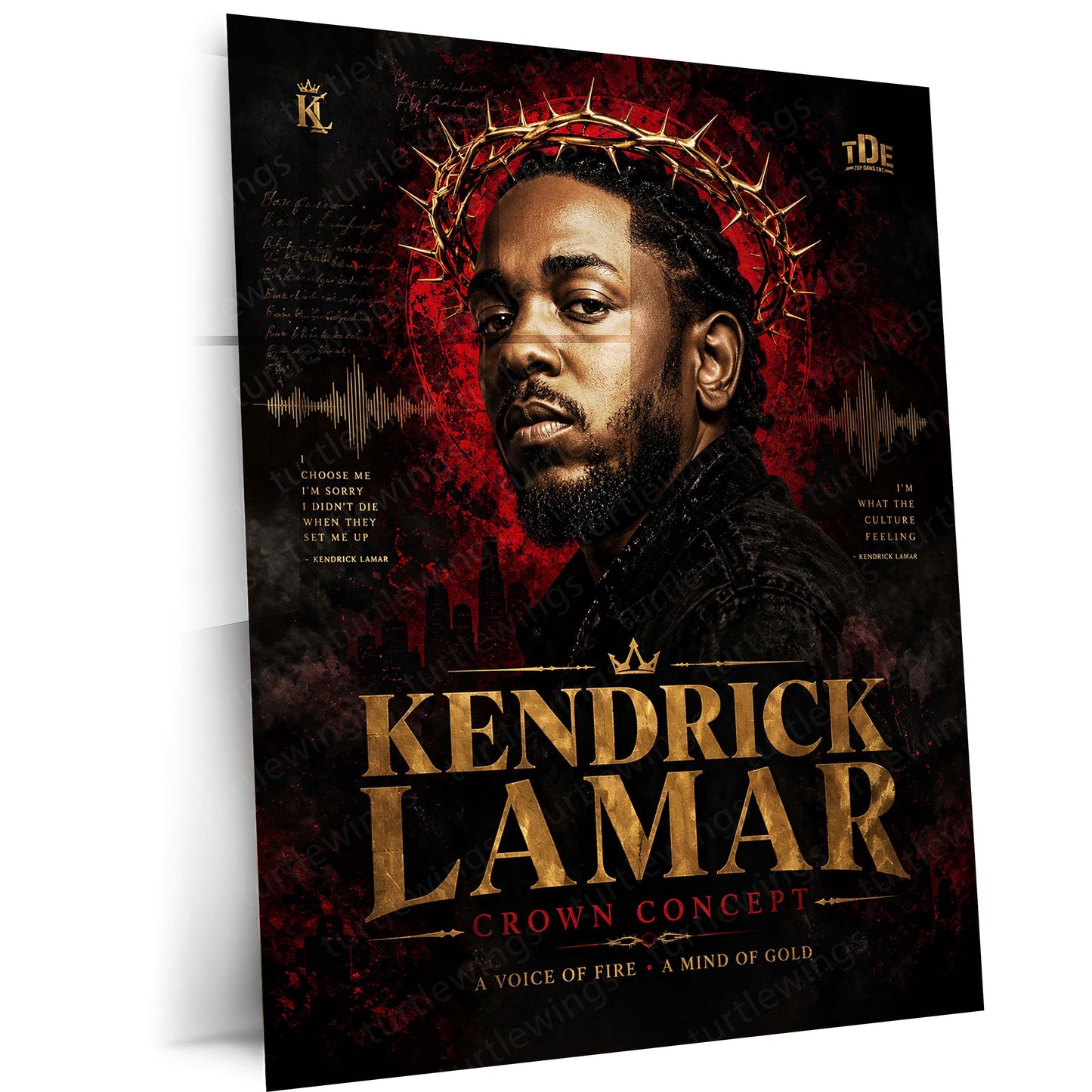 Kendrick Lamar – Crown Concept | Hip-Hop Legacy Metal Frame | Rap Music Wall Art by TurtleWings