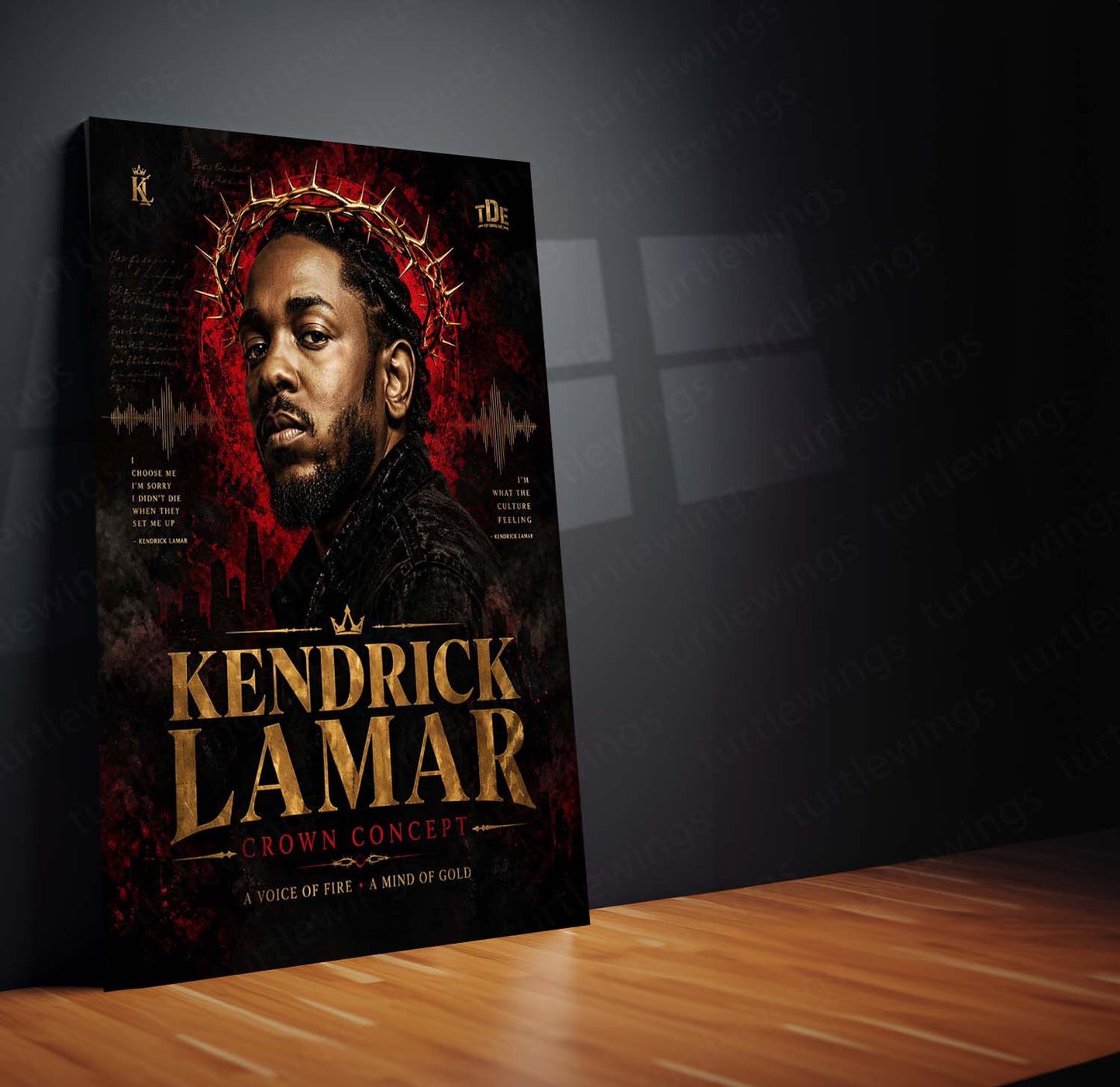 Kendrick Lamar – Crown Concept | Hip-Hop Legacy Metal Frame | Rap Music Wall Art by TurtleWings