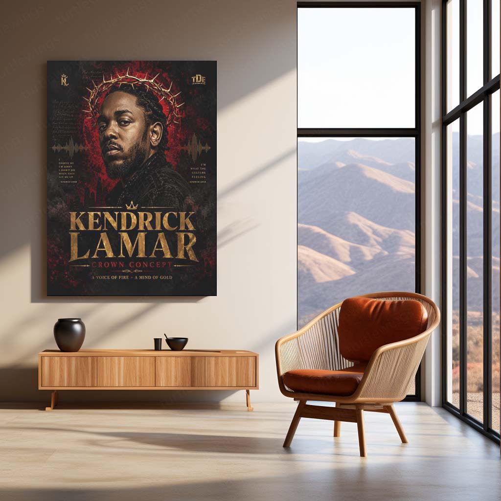 Kendrick Lamar – Crown Concept | Hip-Hop Legacy Metal Frame | Rap Music Wall Art by TurtleWings