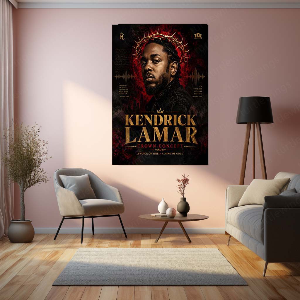 Kendrick Lamar – Crown Concept | Hip-Hop Legacy Metal Frame | Rap Music Wall Art by TurtleWings