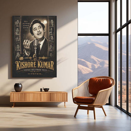 Kishore Kumar – Vintage Bollywood Voice | Golden Era Music Metal Frame | Retro Hindi Music Wall Art by TurtleWings