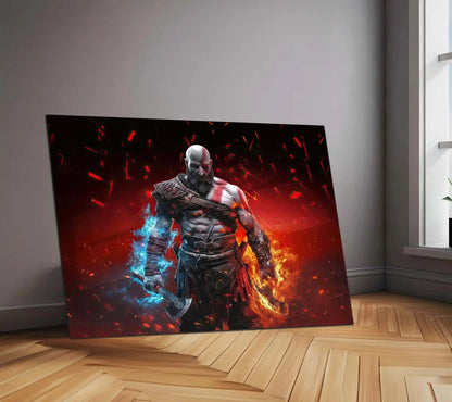 Kratos – Reborn | God of War Legendary Metal Frame | Mythic Warrior Gaming Wall Art - TURTLEWINGS