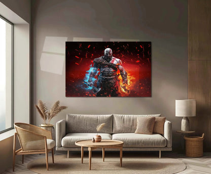 Kratos – Reborn | God of War Legendary Metal Frame | Mythic Warrior Gaming Wall Art - TURTLEWINGS