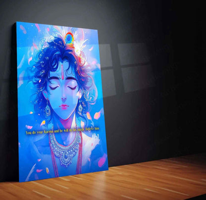 Spiritual Metal Poster | Lord Krishna 1 | Motivational Quotes - TURTLEWINGS