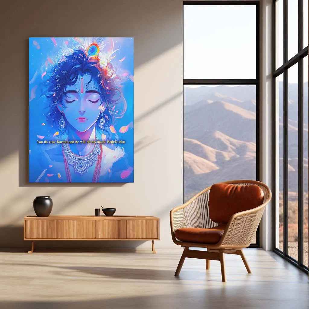 Spiritual Metal Poster | Lord Krishna 1 | Motivational Quotes - TURTLEWINGS