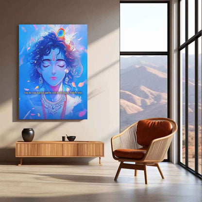 Spiritual Metal Poster | Lord Krishna 1 | Motivational Quotes - TURTLEWINGS