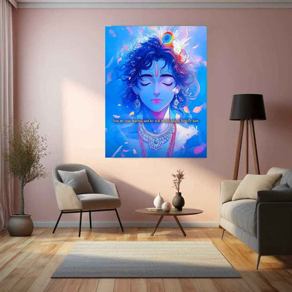 Spiritual Metal Poster | Lord Krishna 1 | Motivational Quotes - TURTLEWINGS