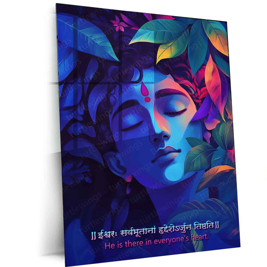 Spiritual Metal Poster | Lord Krishna 3 | Motivational Quotes - TURTLEWINGS