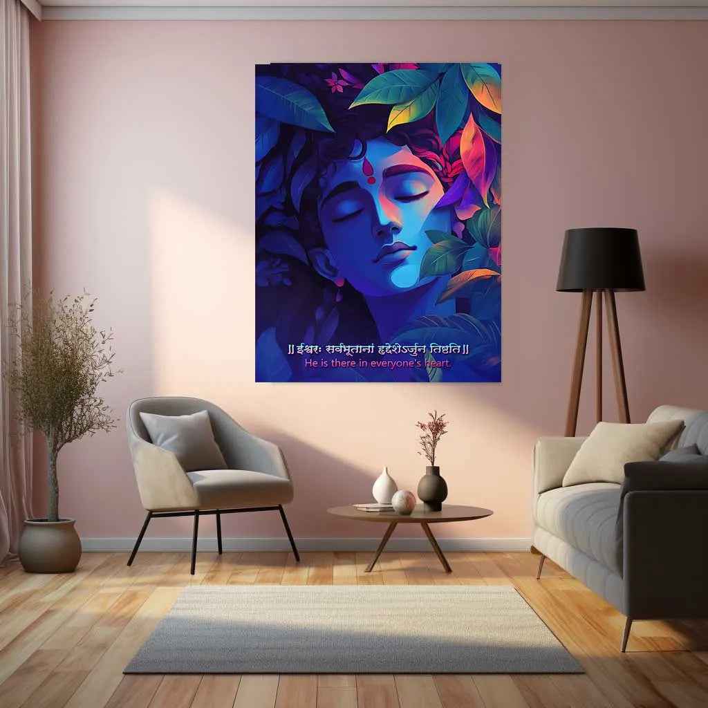 Spiritual Metal Poster | Lord Krishna 3 | Motivational Quotes - TURTLEWINGS