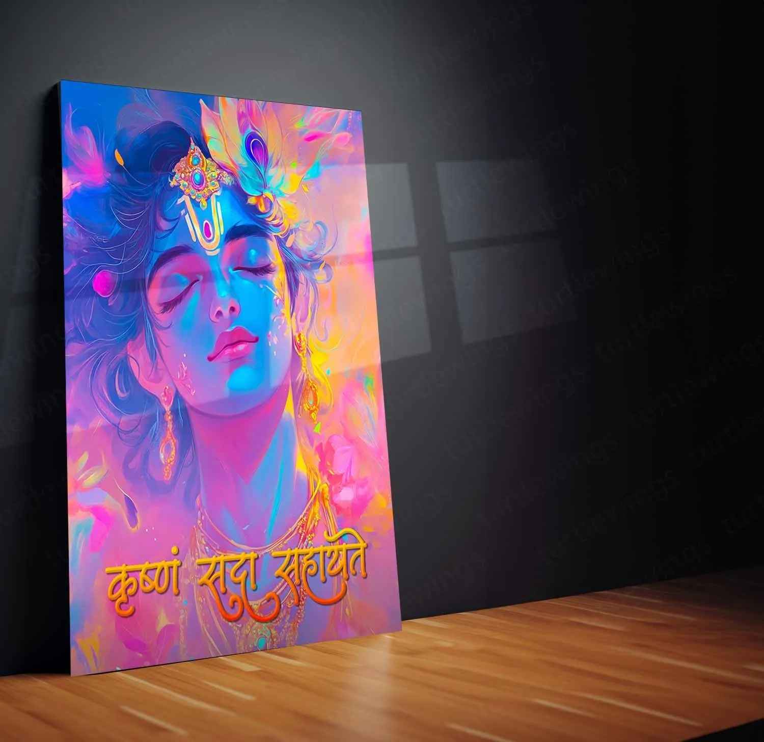 Spiritual Metal Poster | Lord Krishna 2 | Motivational Quotes - TURTLEWINGS