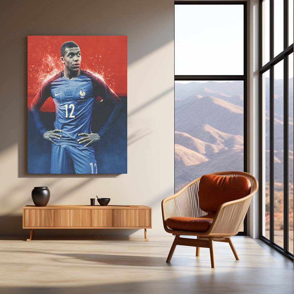 Kylian Mbappé France Metal Frame | World Cup Star Wall Art 01 - TURTLEWINGS