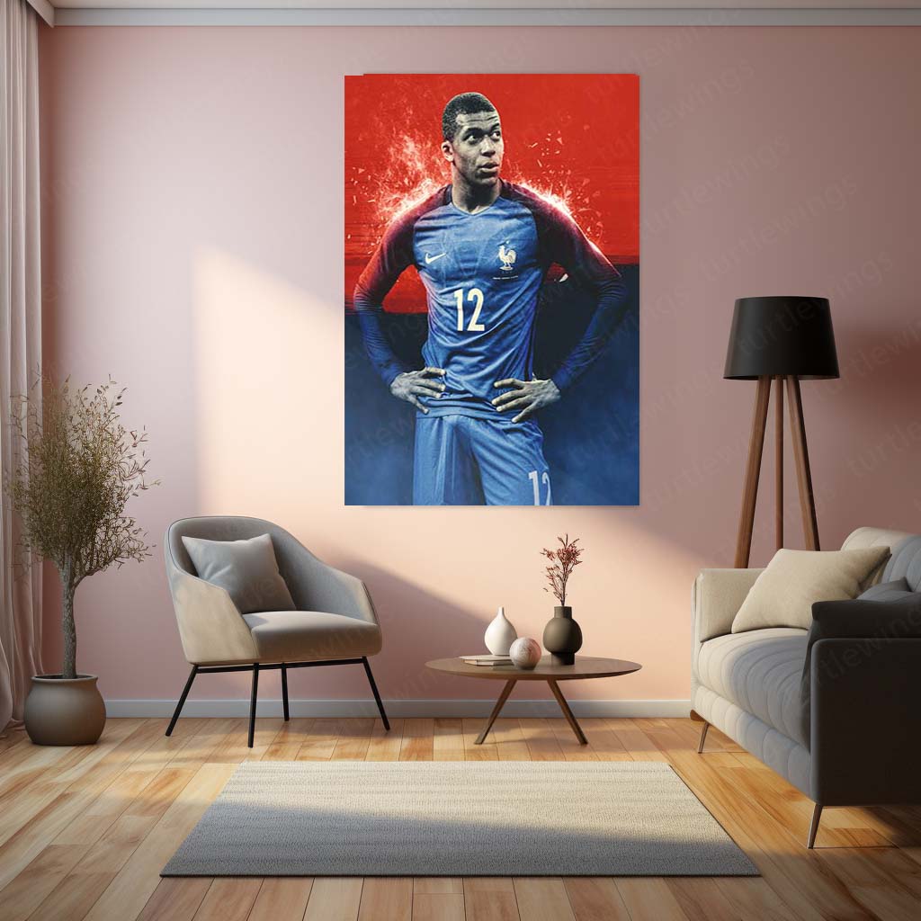 Kylian Mbappé France Metal Frame | World Cup Star Wall Art 01 - TURTLEWINGS