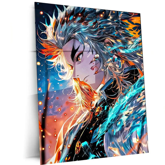 Anime Metal Poster | Kyojuro Rengoku – Flame of the Unbreakable Will | Demon Slayer Metal Frame | Anime Warrior Wall Art - TURTLEWINGS