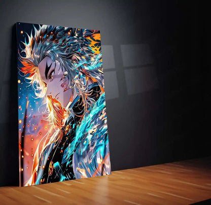 Anime Metal Poster | Kyojuro Rengoku – Flame of the Unbreakable Will | Demon Slayer Metal Frame | Anime Warrior Wall Art - TURTLEWINGS