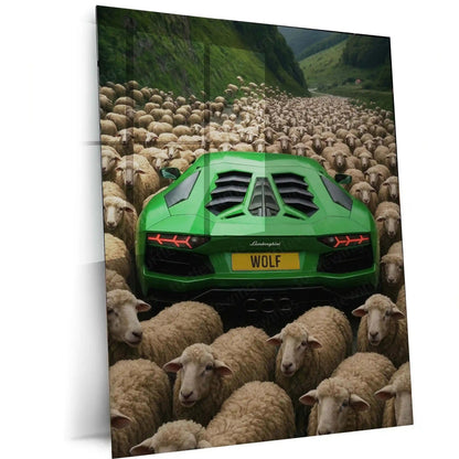 Car Metal Poster | Lamborghini Aventador – Lone Wolf Among Sheep | Supercar Mindset Metal Frame - TURTLEWINGS